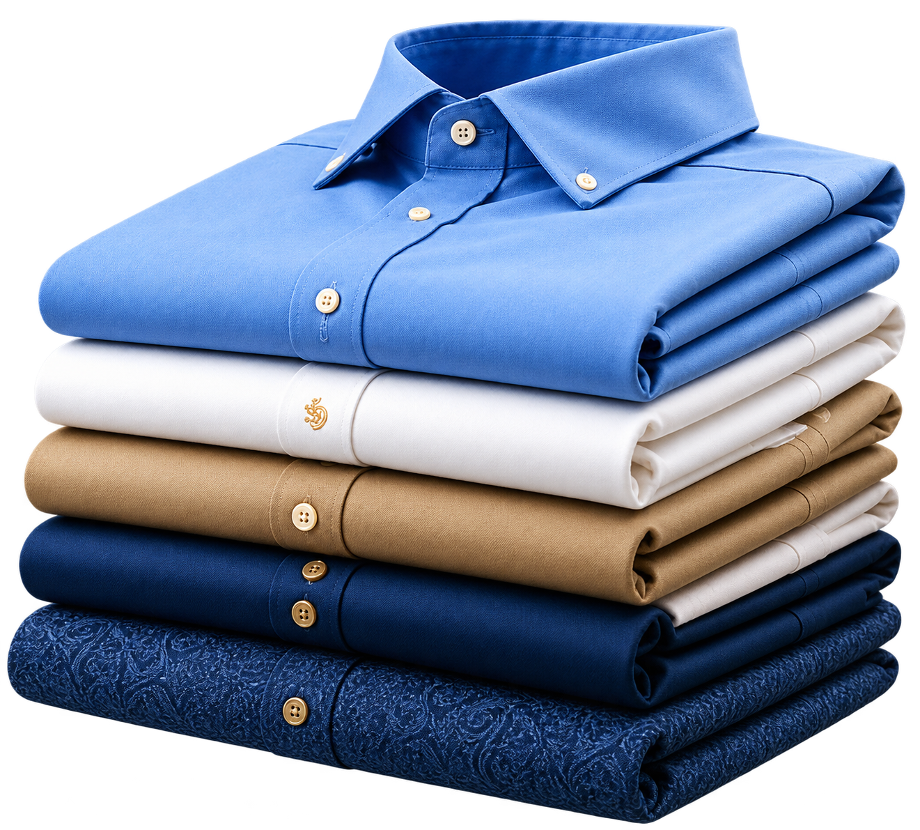 Freshly folded shirts after professional care